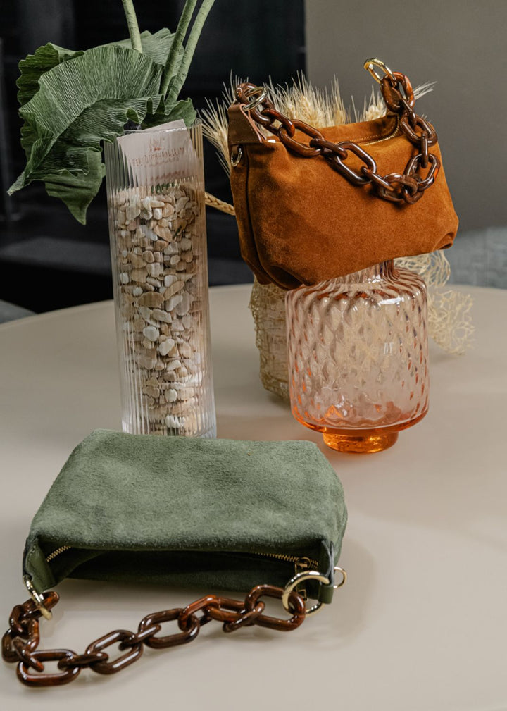 BORSA TRUNK IN CAMOSCIO CUOIO
