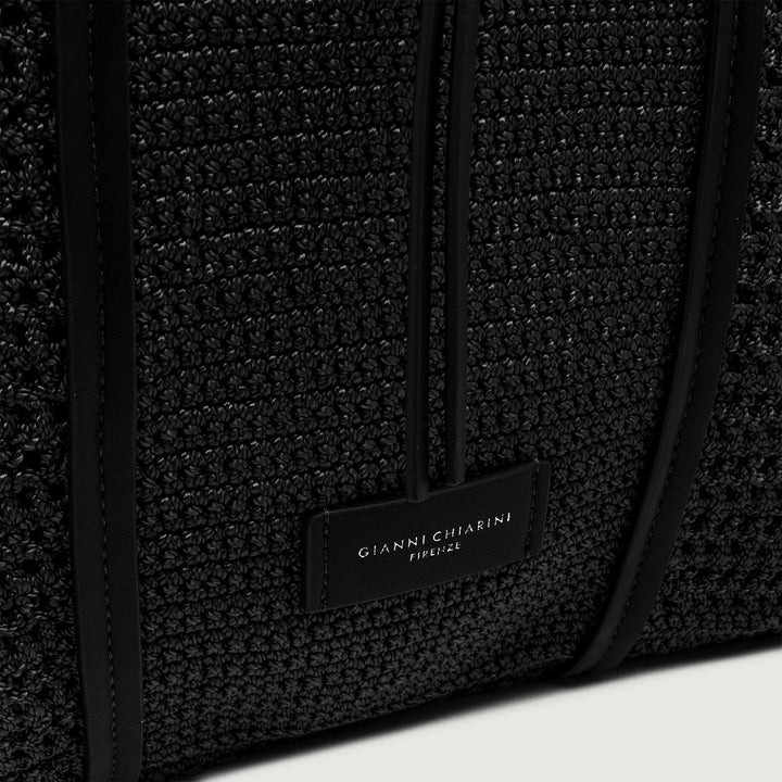 BORSA VICTORIA IN TESSUTO INTRECCIATO NERA