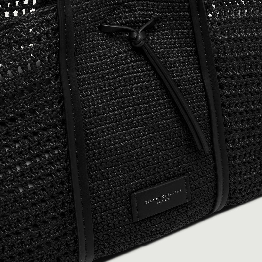 BORSA VICTORIA MAXI IN TESSUTO INTRECCIATO NERA
