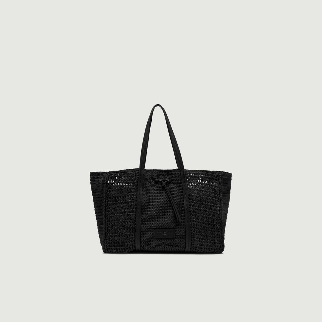 BORSA VICTORIA MAXI IN TESSUTO INTRECCIATO NERA