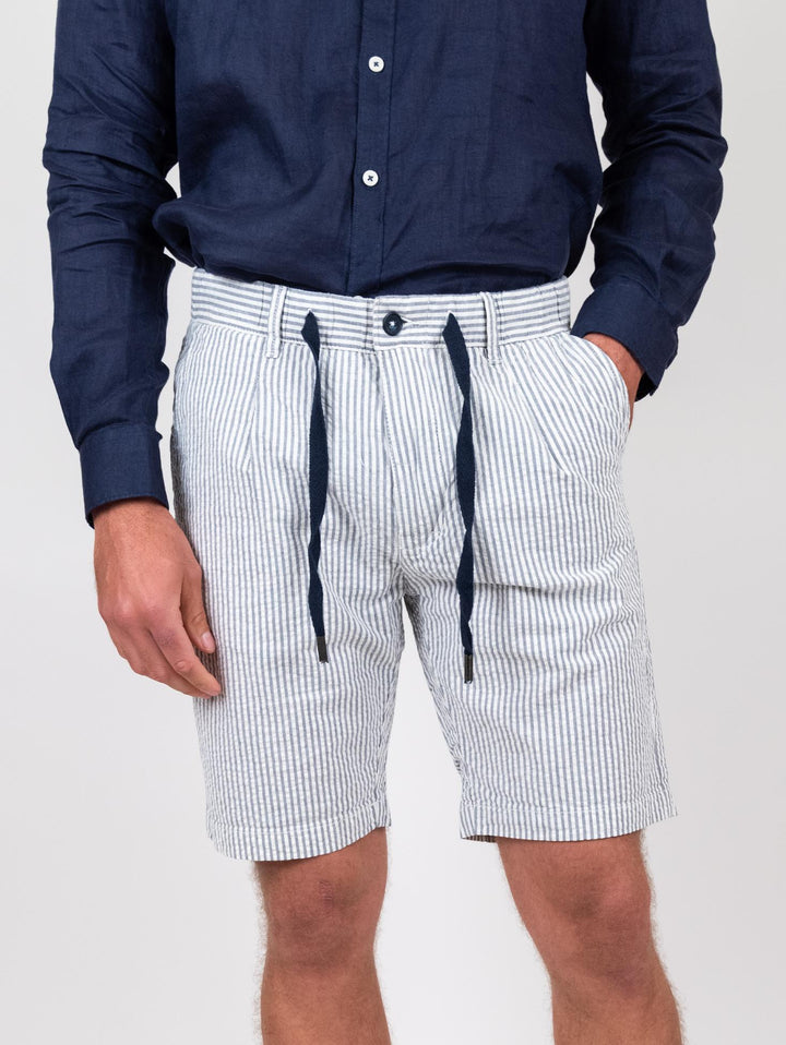 Bermuda a righe blu con coulisse