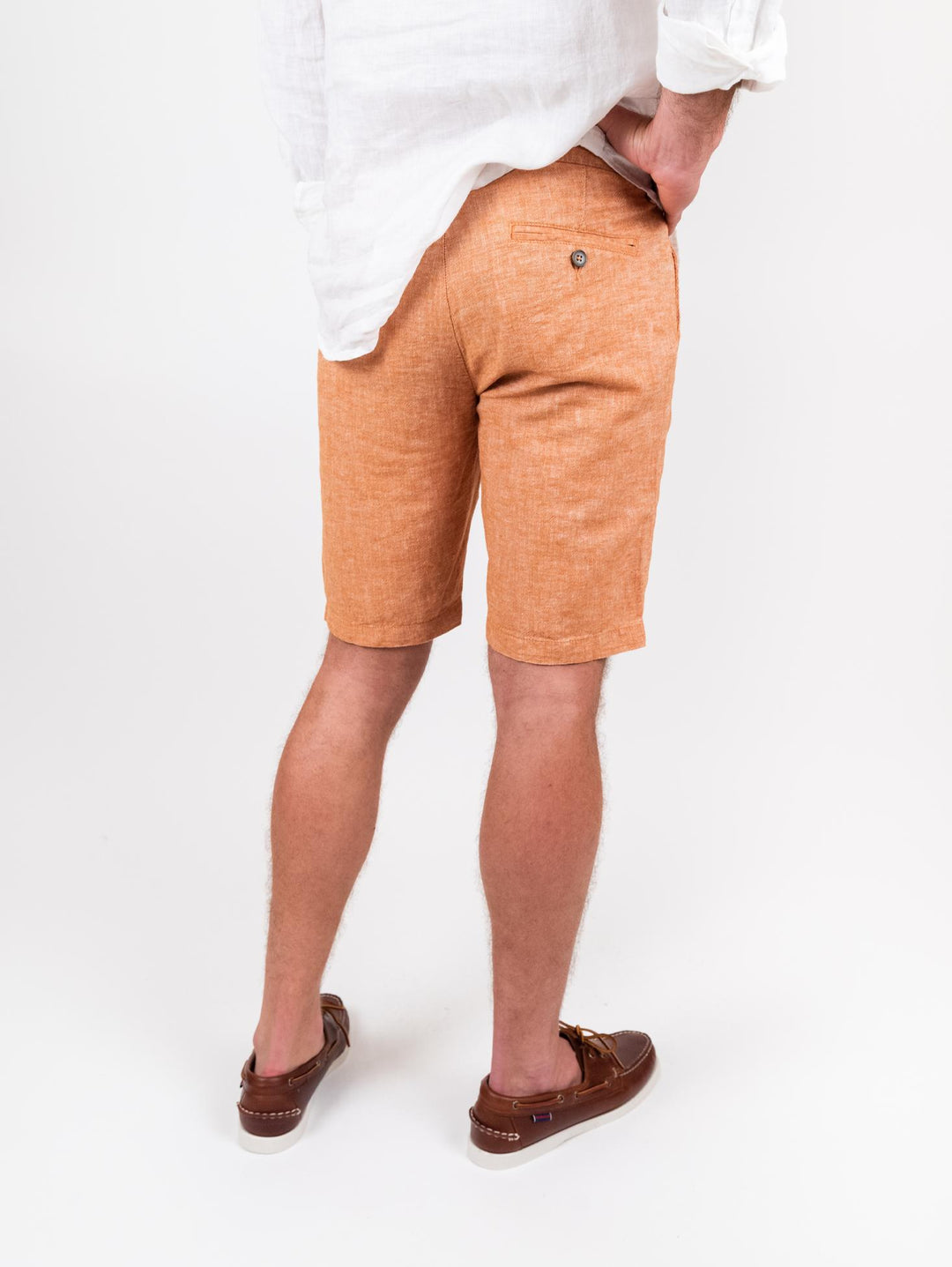 Bermuda in lino e cotone arancione