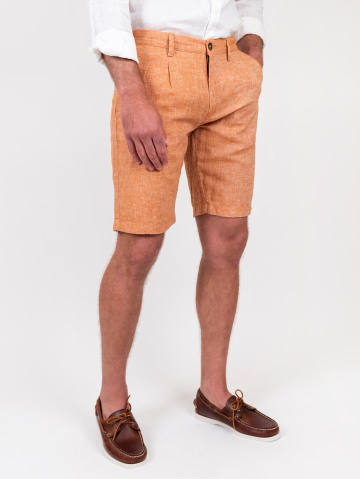 Bermuda in lino e cotone arancione