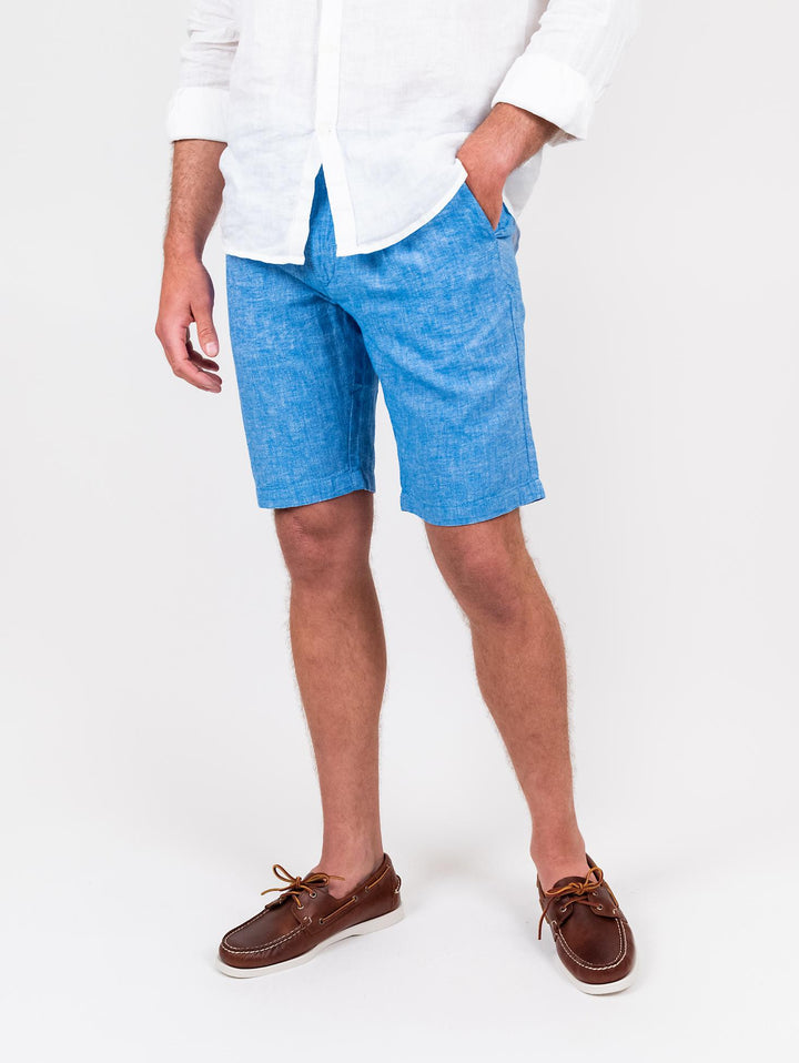 Bermuda in lino e cotone azzurro