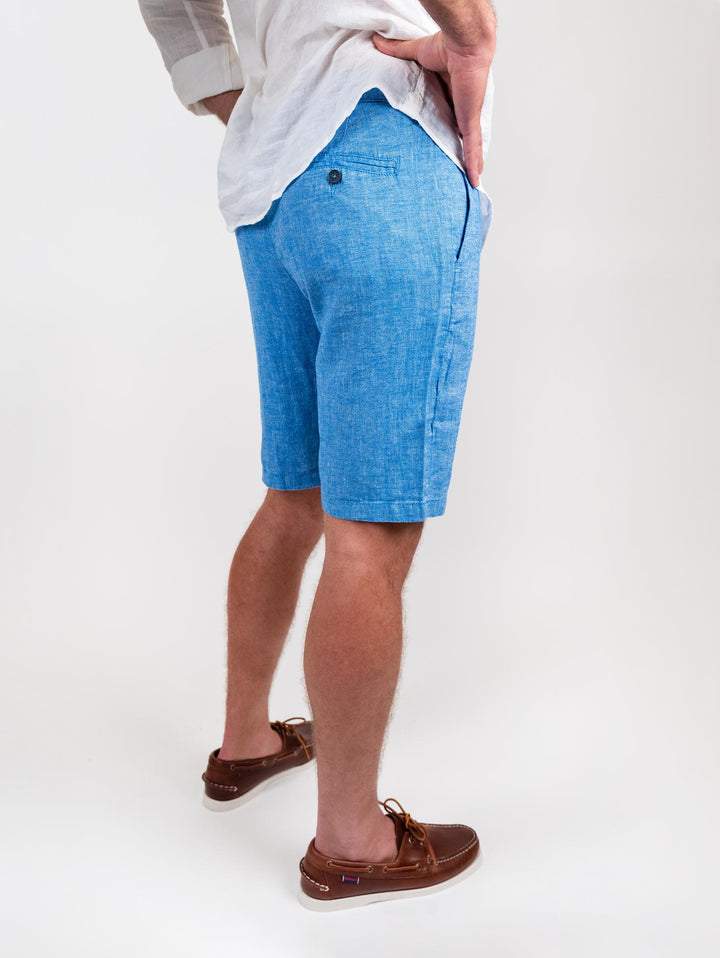 Bermuda in lino e cotone azzurro