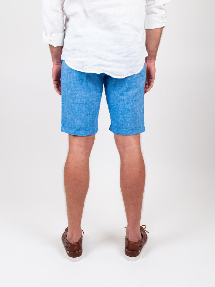Bermuda in lino e cotone azzurro