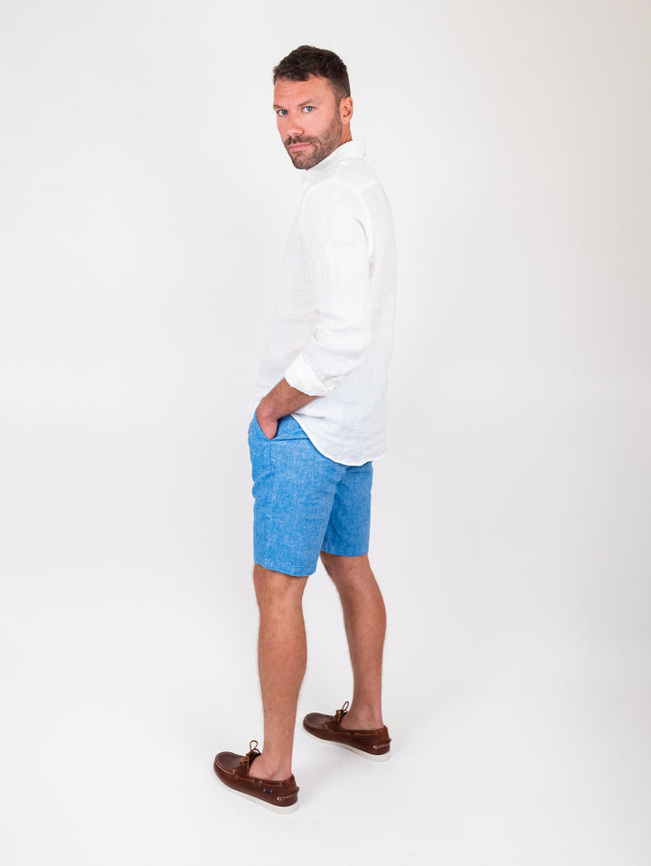 Bermuda in lino e cotone azzurro