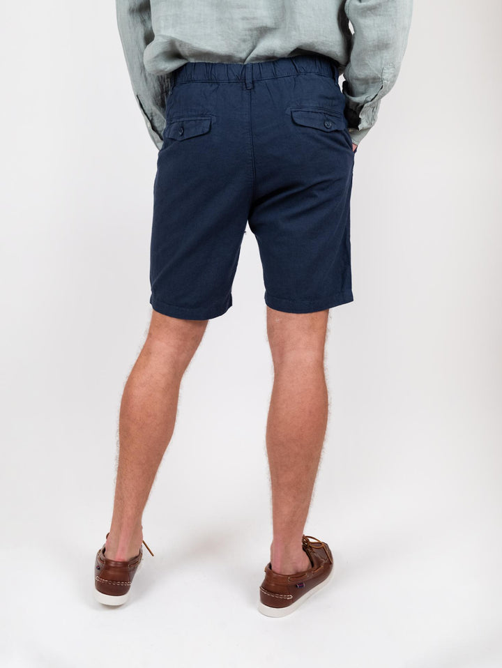 Bermuda navy in lino e cotone con coulisse