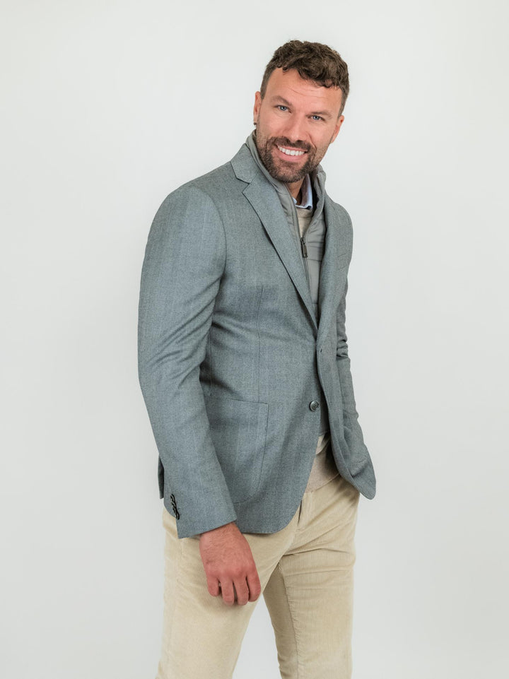 Blazer micro spiga grigio con pettorina