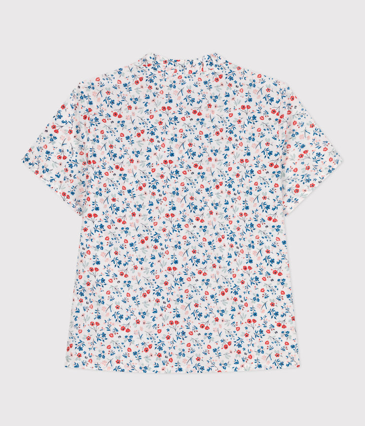 Blusa a maniche corte in cotone a fiori bambina