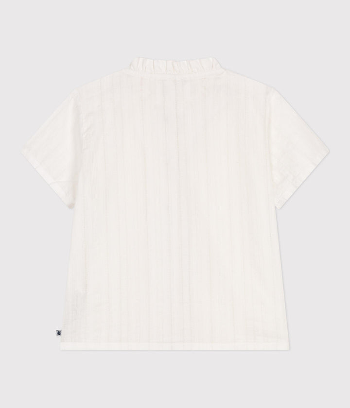 Blusa a maniche corte in cotone tinta unita bambina