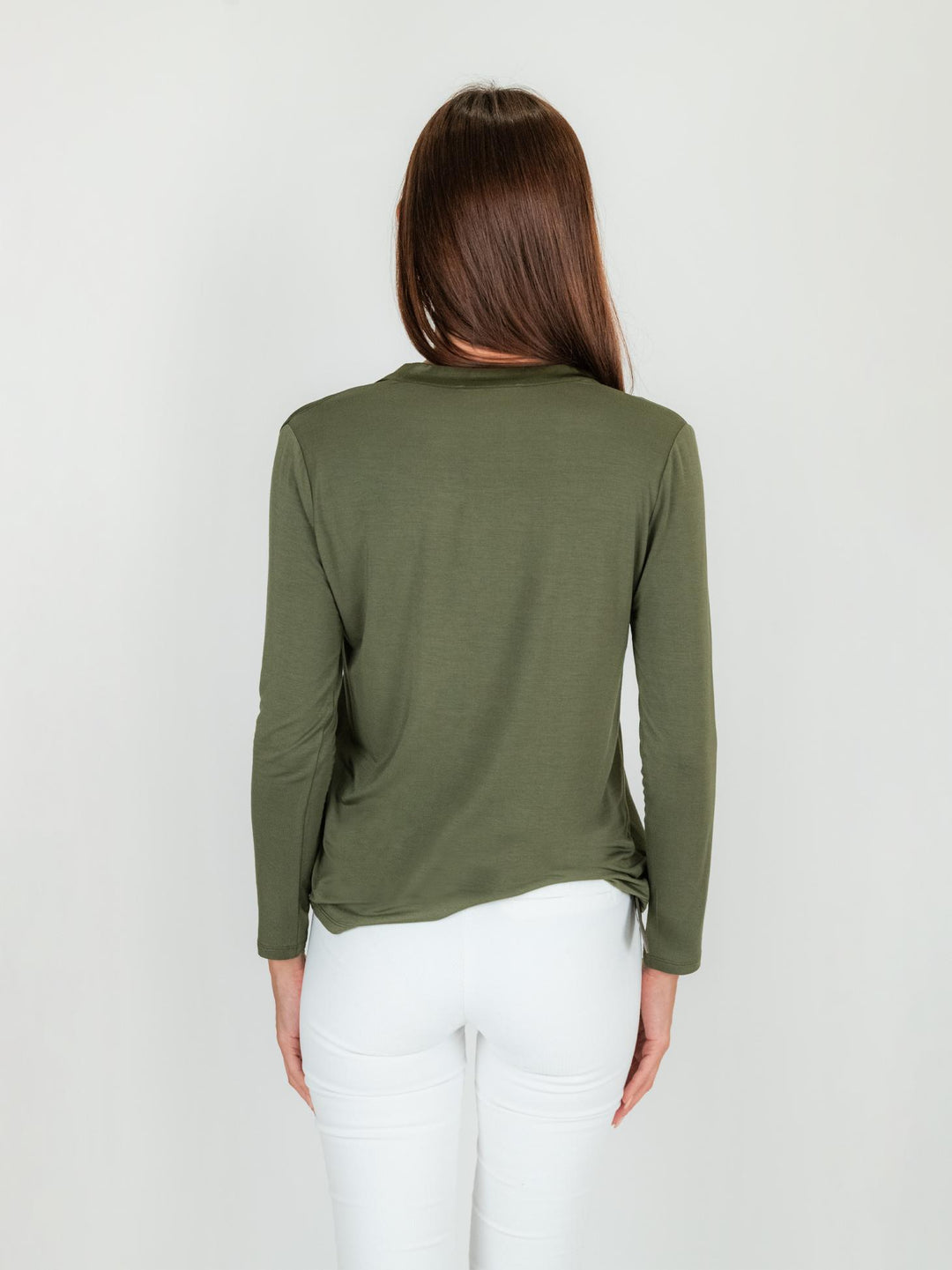 Blusa in seta e viscosa color verde militare