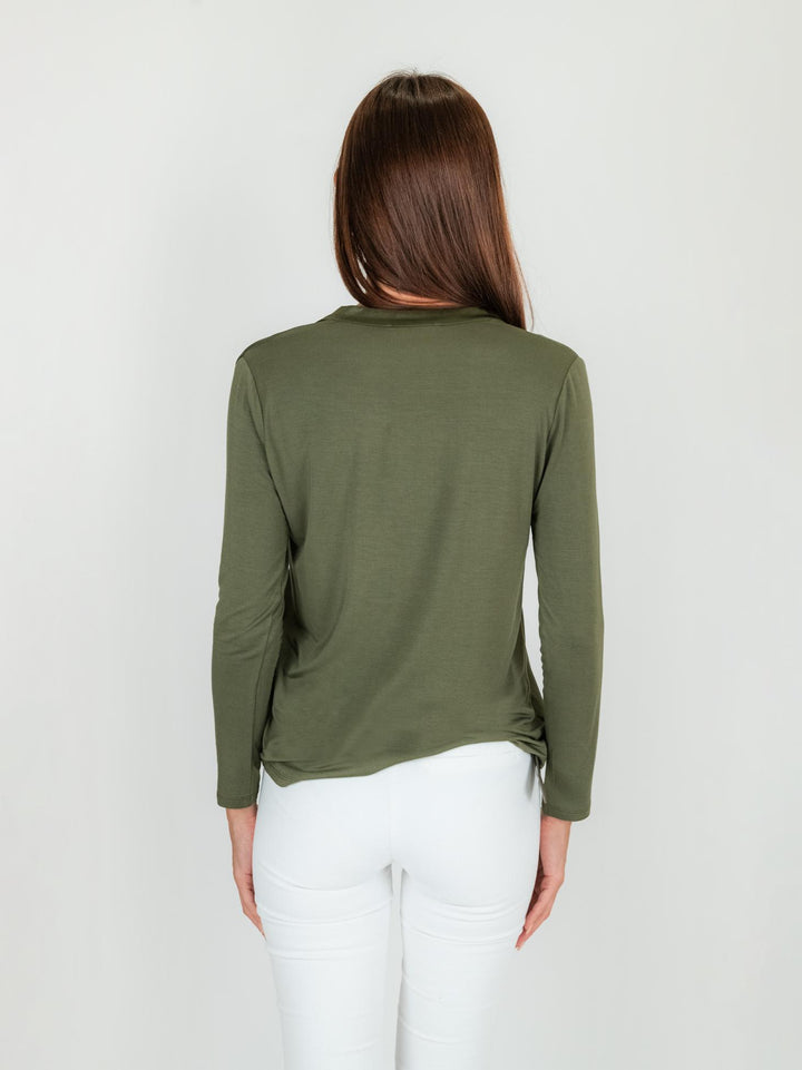 Blusa in seta e viscosa color verde militare