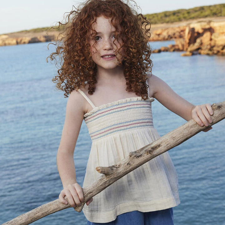 Blusa senza maniche in garza di cotone bambina
