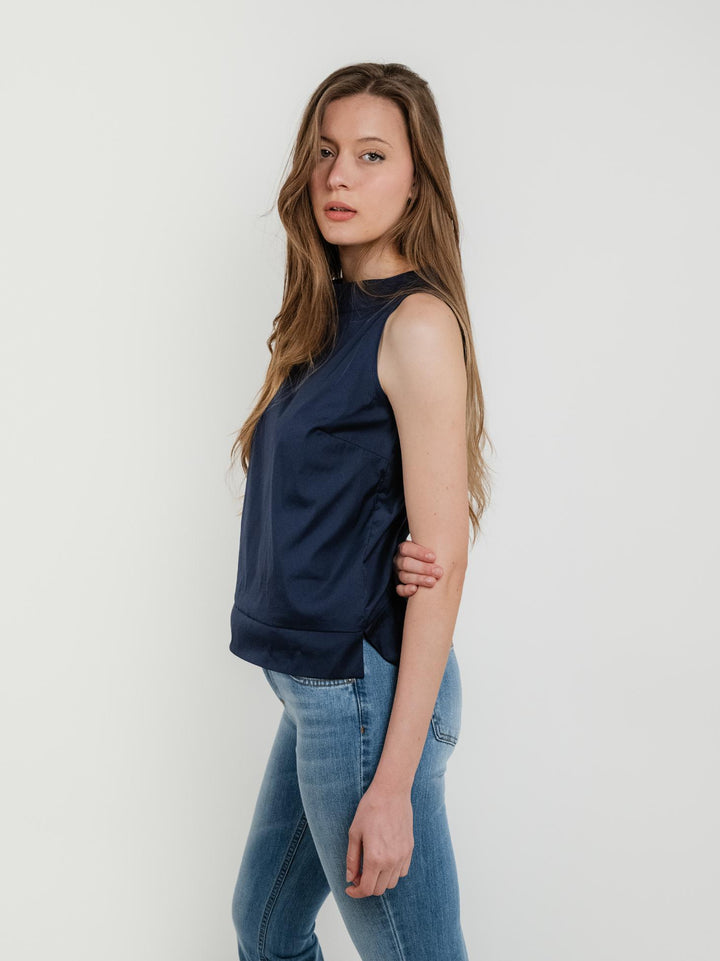 Blusa smanicata blu navy
