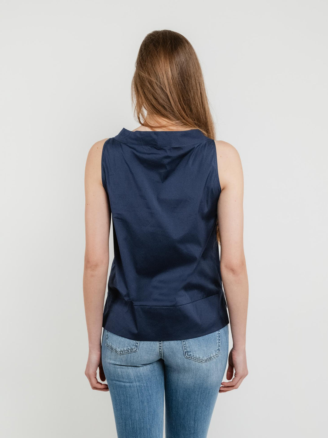 Blusa smanicata blu navy