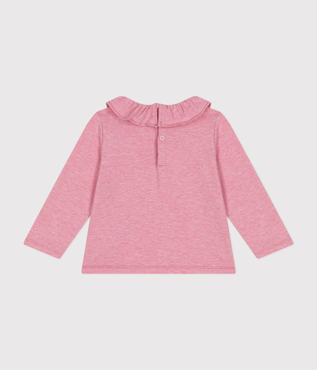 Blusa tinta unita rosa a manica lunga in jersey