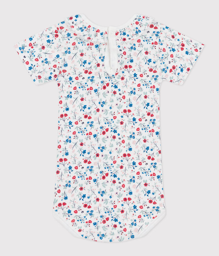Body a maniche corte in cotone con stampa a fiori neonata
