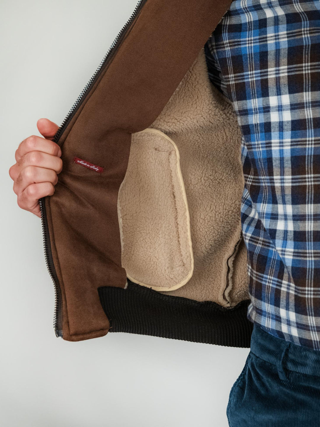 Bomber in alcantara marrone