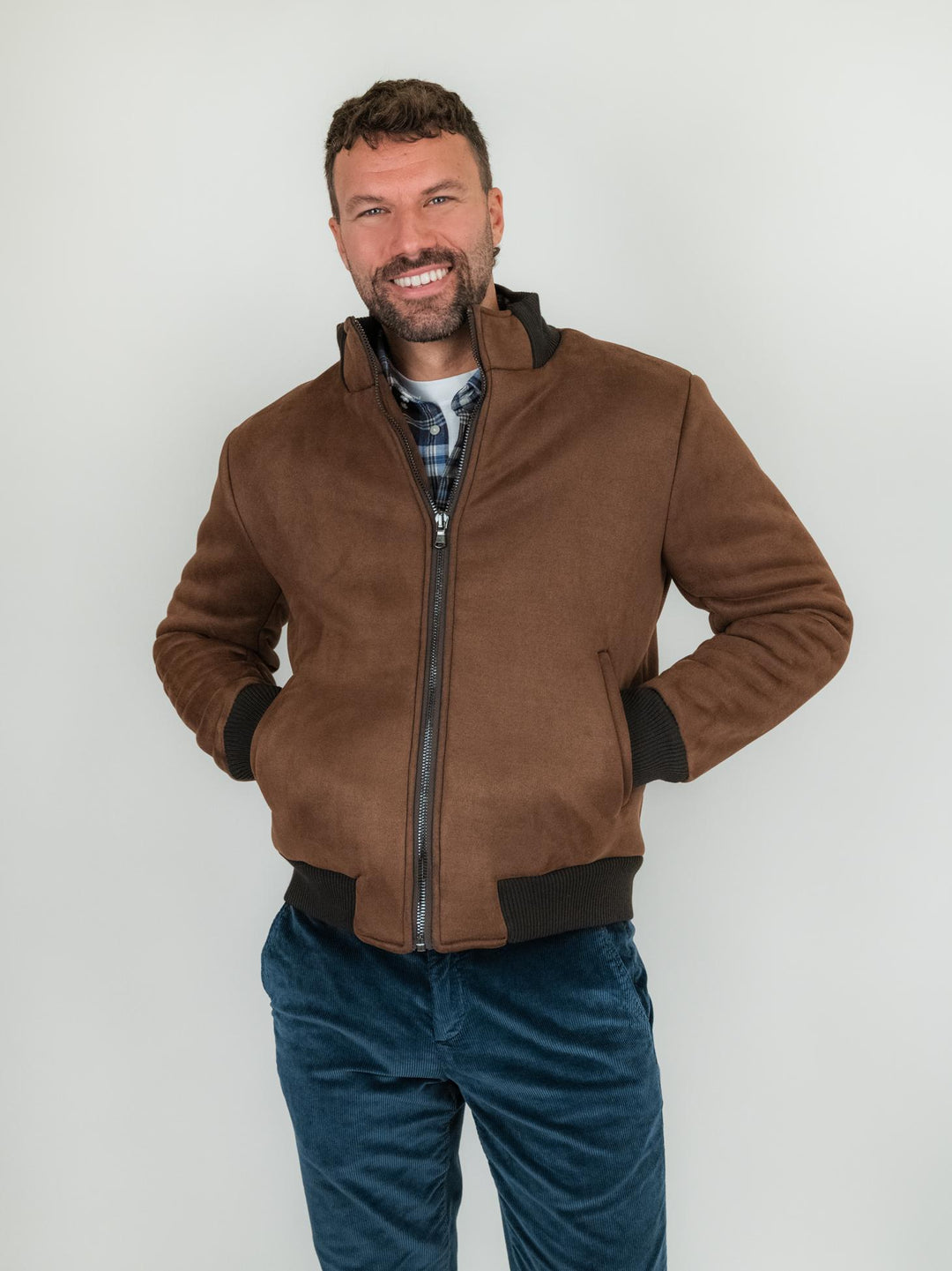 Bomber in alcantara marrone
