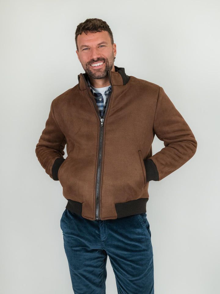 Bomber in alcantara marrone