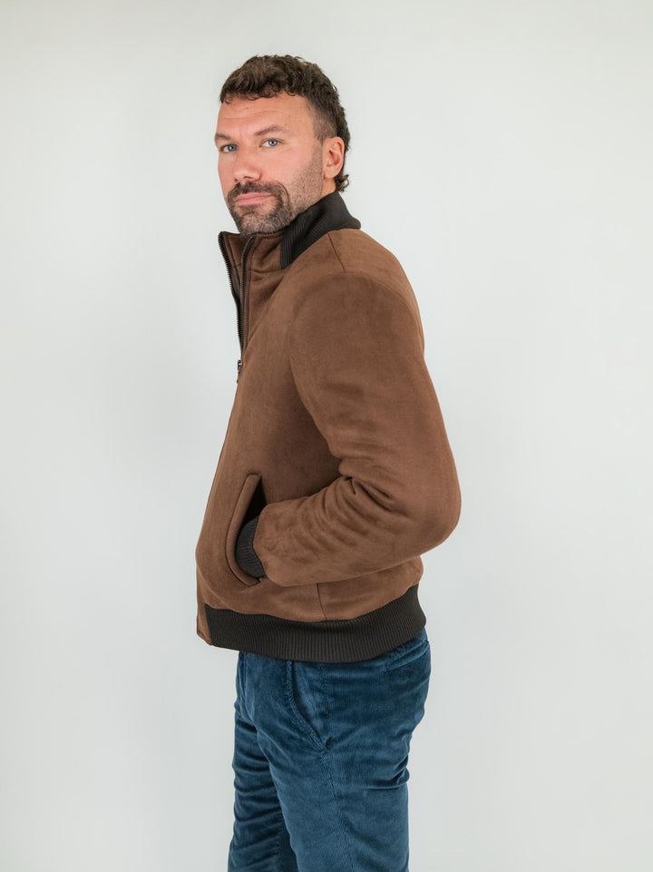 Bomber in alcantara marrone