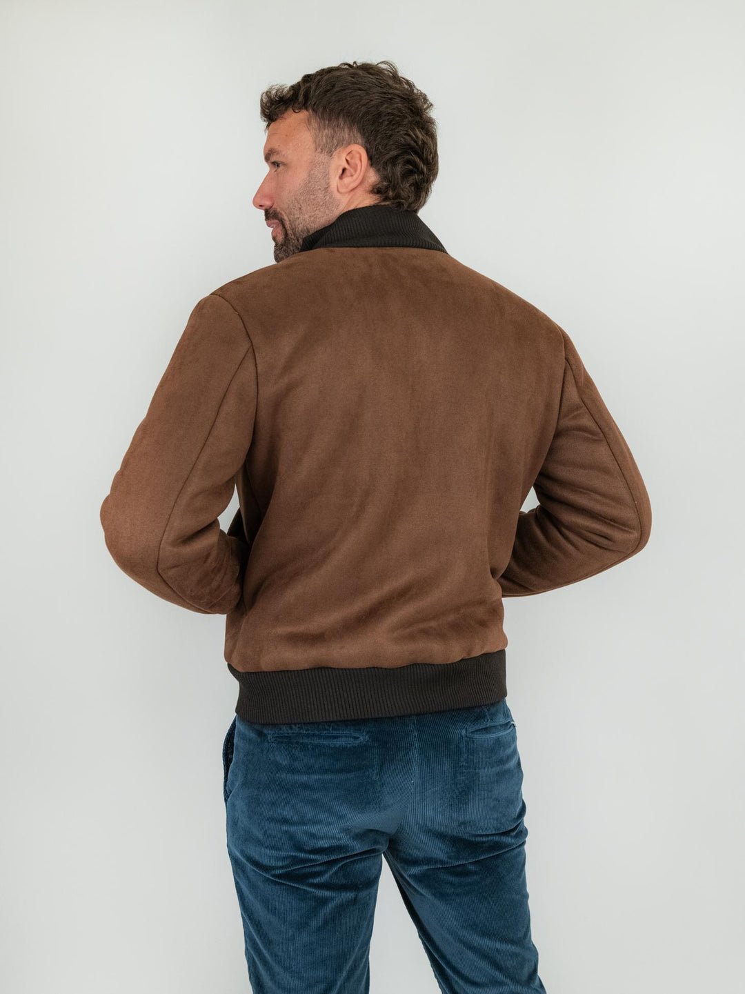 Bomber in alcantara marrone