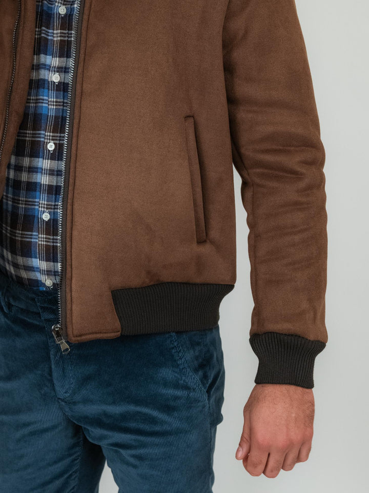 Bomber in alcantara marrone