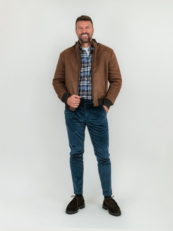 Bomber in alcantara marrone