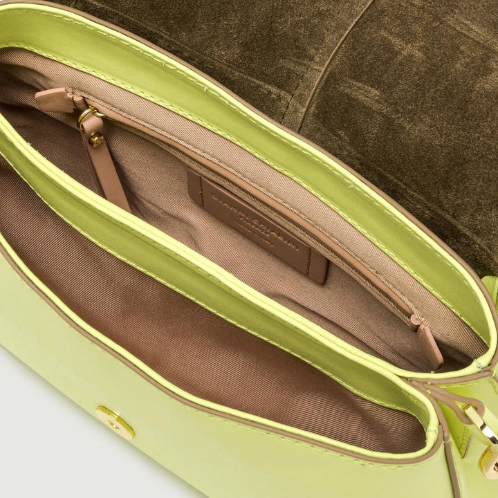 Borsa a spalla Helena Round special in pelle verde chiaro