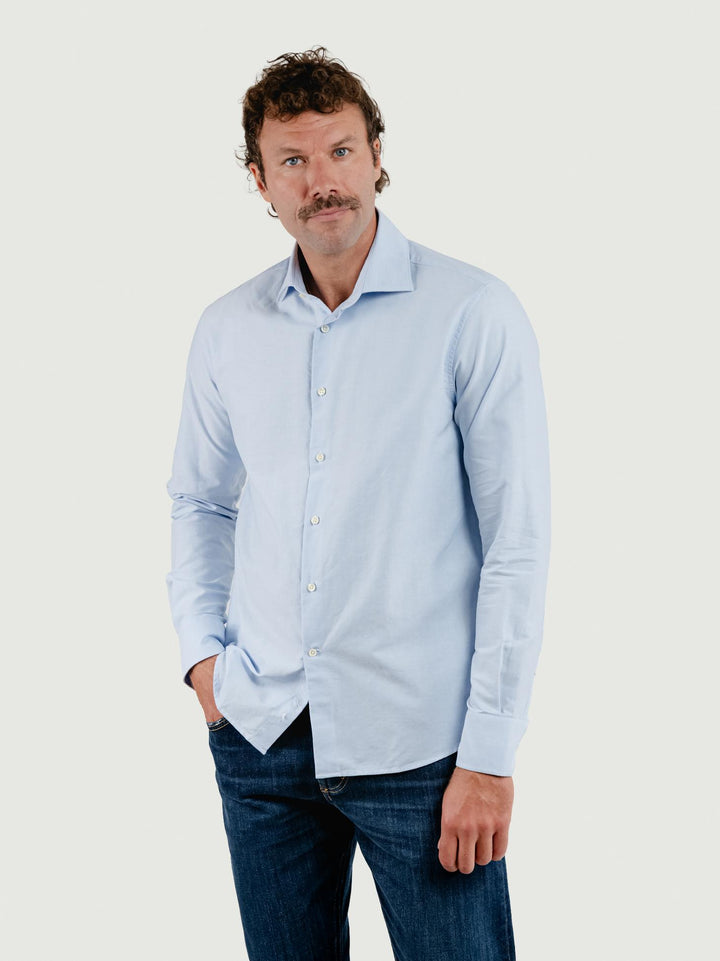 CAMICIA AARON IN COTONE OXFORD AZZURRA