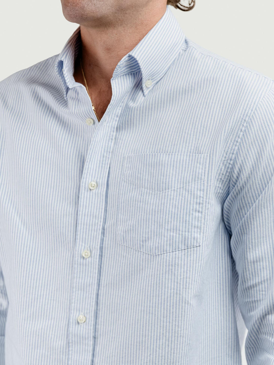 CAMICIA ANDY OXFORD A RIGHE BIANCHE E AZZURRE