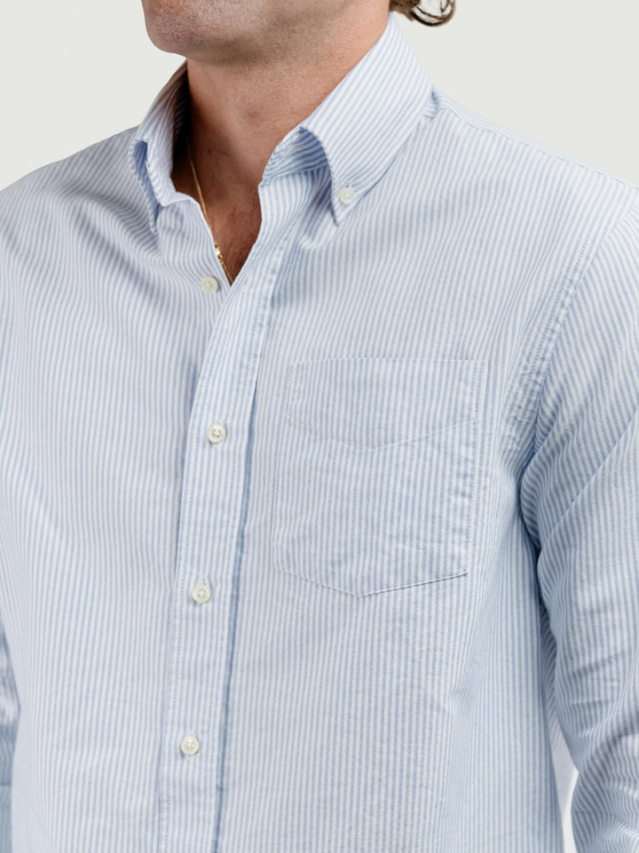 CAMICIA ANDY OXFORD A RIGHE BIANCHE E AZZURRE