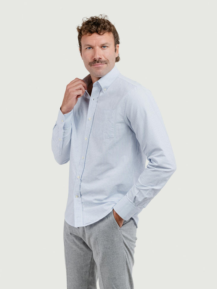 CAMICIA ANDY OXFORD A RIGHE BIANCHE E AZZURRE