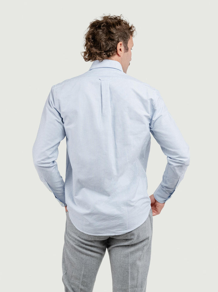 CAMICIA ANDY OXFORD A RIGHE BIANCHE E AZZURRE