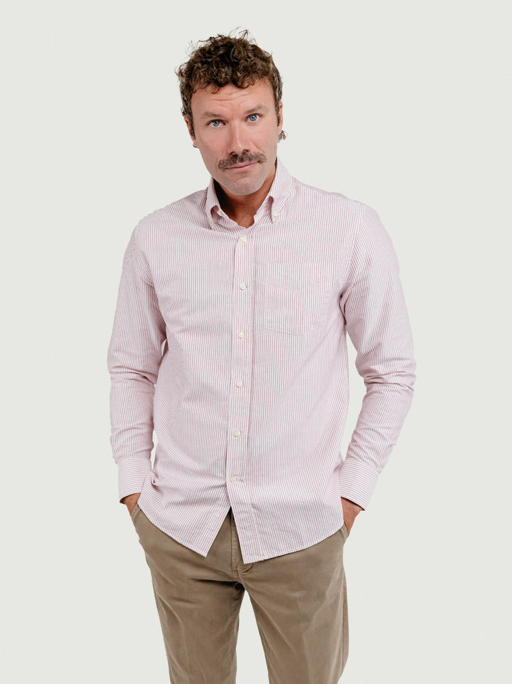 CAMICIA ANDY OXFORD A RIGHE BIANCHE E ROSSE