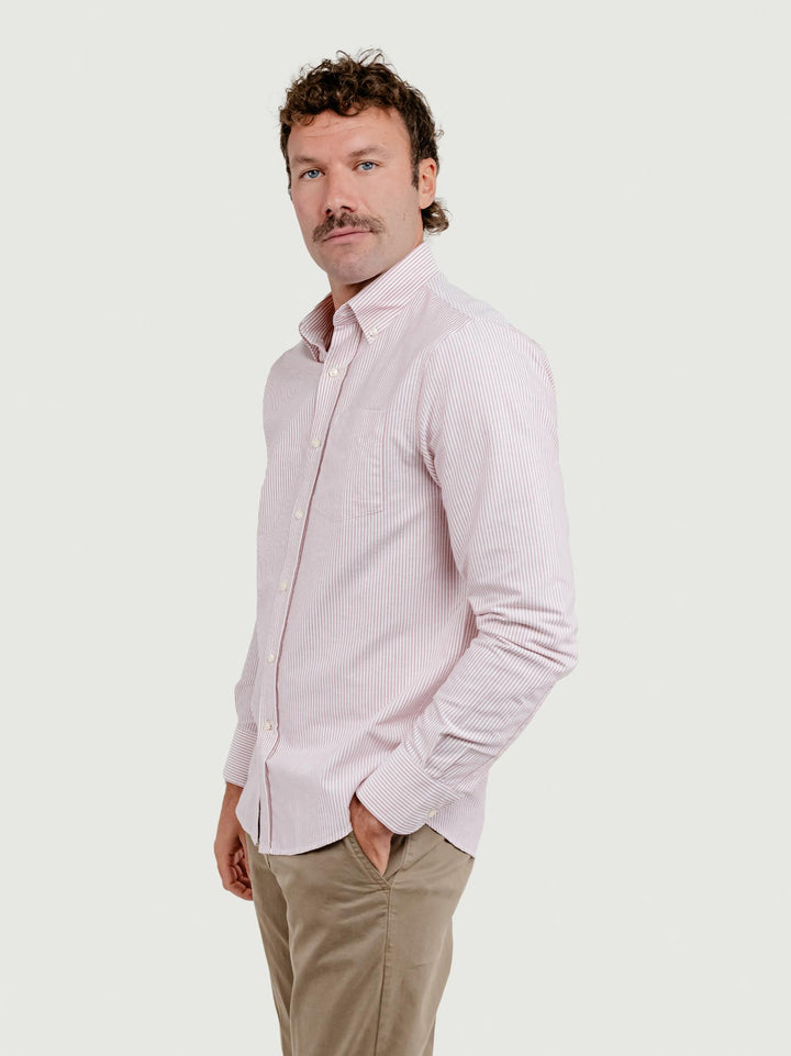 CAMICIA ANDY OXFORD A RIGHE BIANCHE E ROSSE