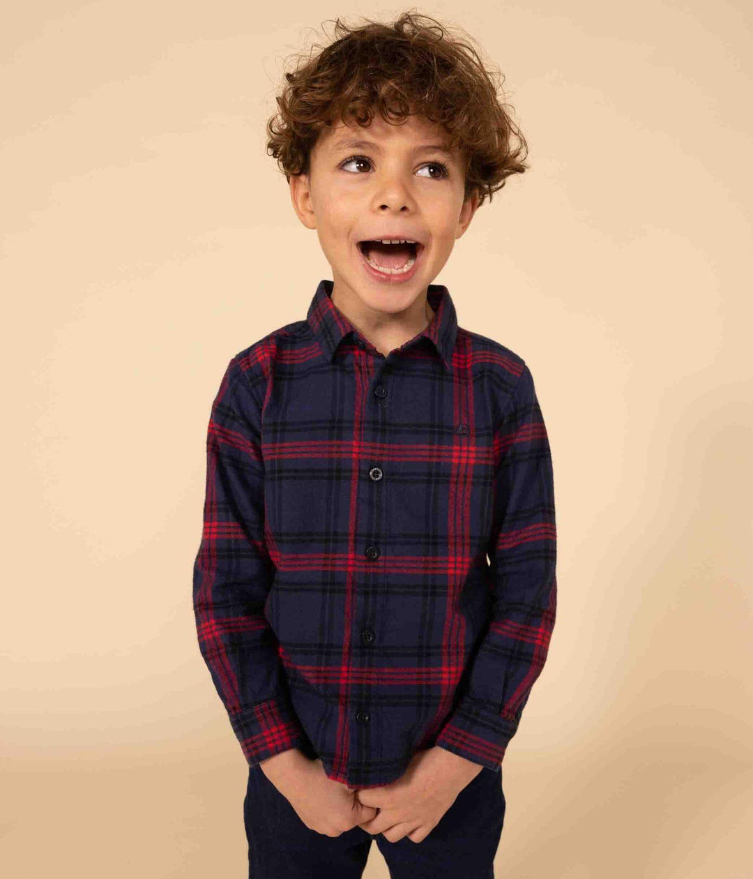 CAMICIA A QUADRI IN FLANELLA DI COTONE BAMBINO