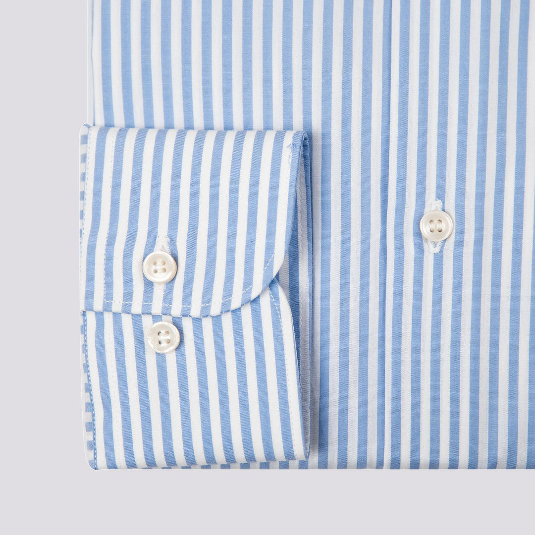 CAMICIA BASTONCINO IN COTONE BIANCO E AZZURRO
