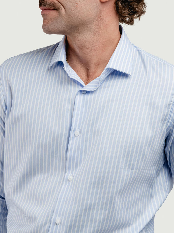 CAMICIA BIANCA A RIGHE AZZURRE