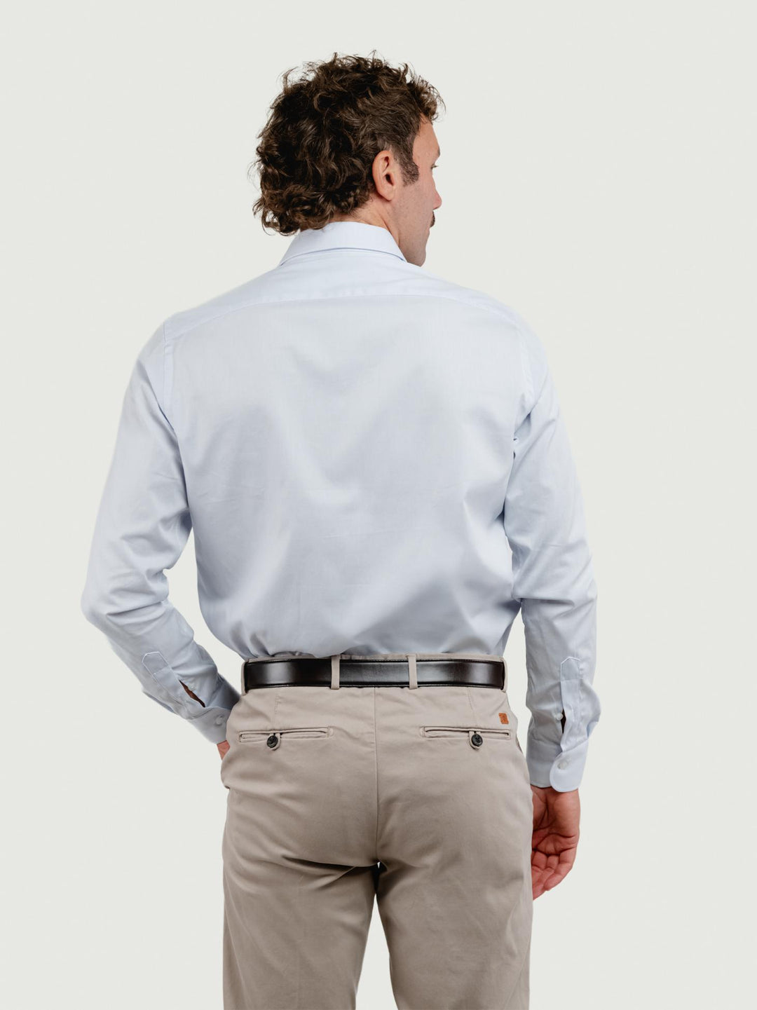 CAMICIA BIANCA CON MICROFANTASIA CELESTE