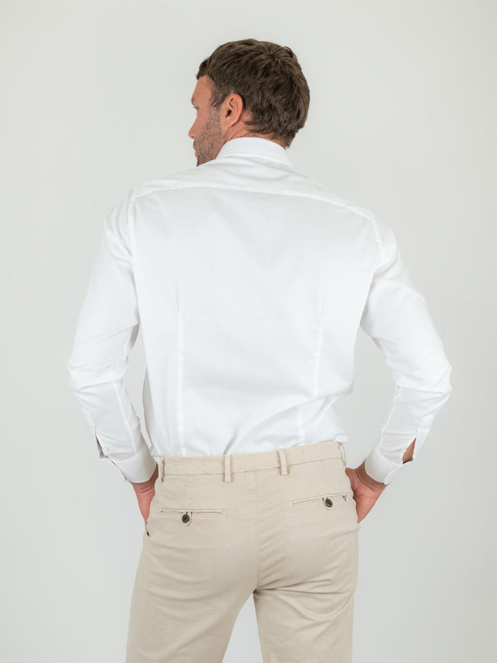 CAMICIA BIANCA IN COTONE CON FANTASIA SPIGATA