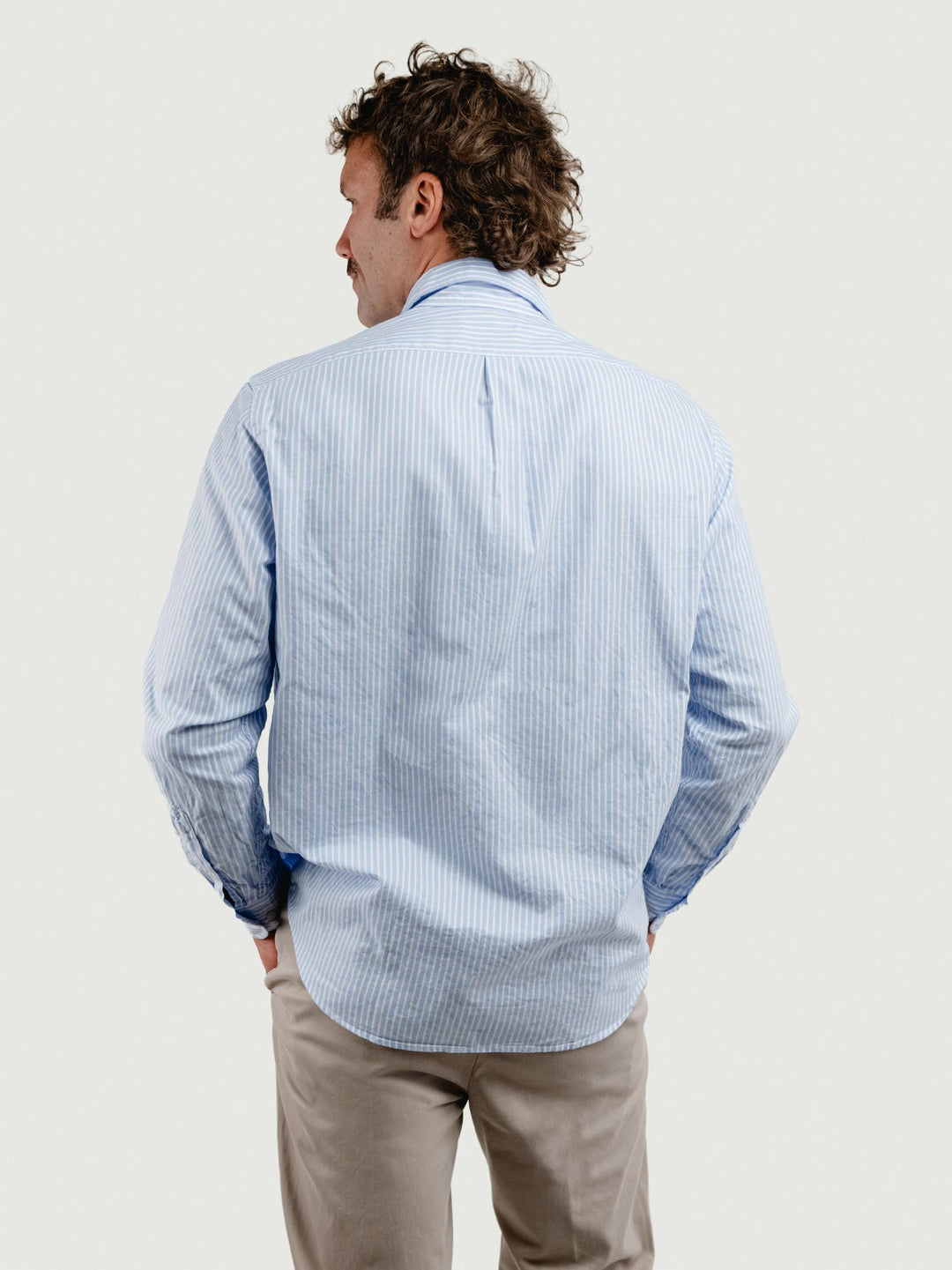 CAMICIA BRADFORD IN COTONE A RIGHE BIANCA E AZZURRA