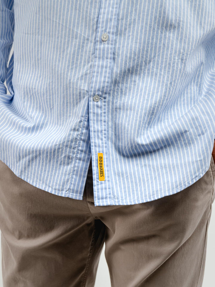 CAMICIA BRADFORD IN COTONE A RIGHE BIANCA E AZZURRA