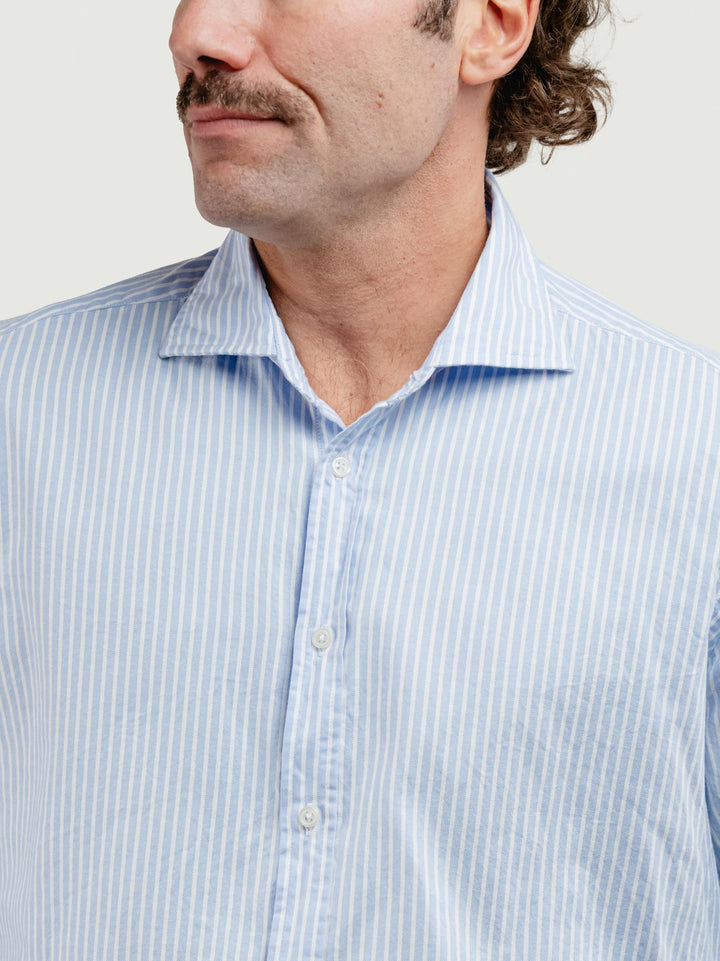 CAMICIA BRADFORD IN COTONE A RIGHE BIANCA E AZZURRA