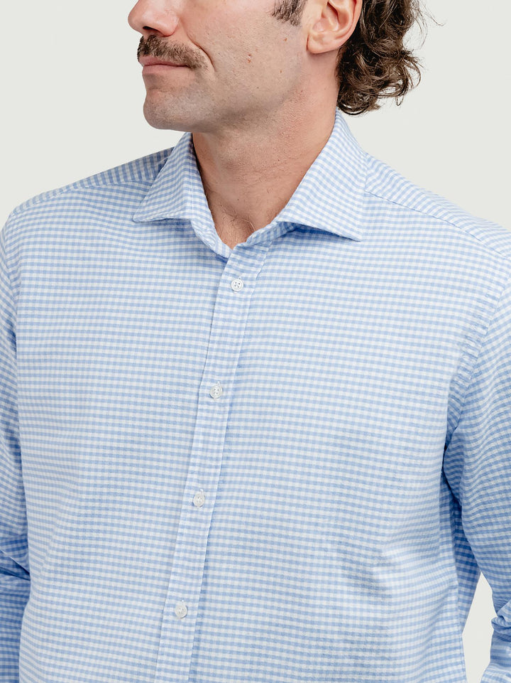 CAMICIA BRADFORD IN FLANELLA DI COTONE CON FANTASIA A QUADRETTI AZZURRI