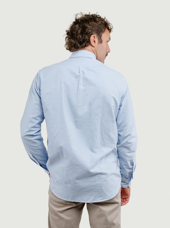CAMICIA BRADFORD IN FLANELLA DI COTONE CON FANTASIA A QUADRETTI AZZURRI