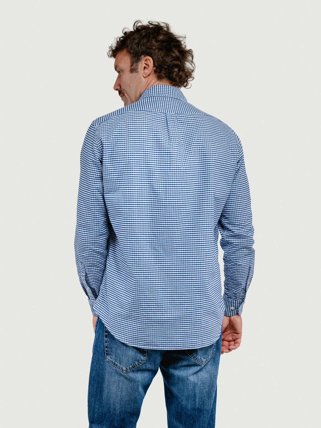 CAMICIA BRADFORD IN FLANELLA DI COTONE CON FANTASIA A QUADRETTI BLU