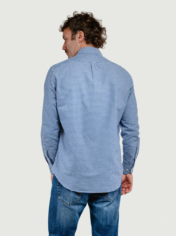 CAMICIA BRADFORD IN FLANELLA DI COTONE CON FANTASIA A QUADRETTI BLU