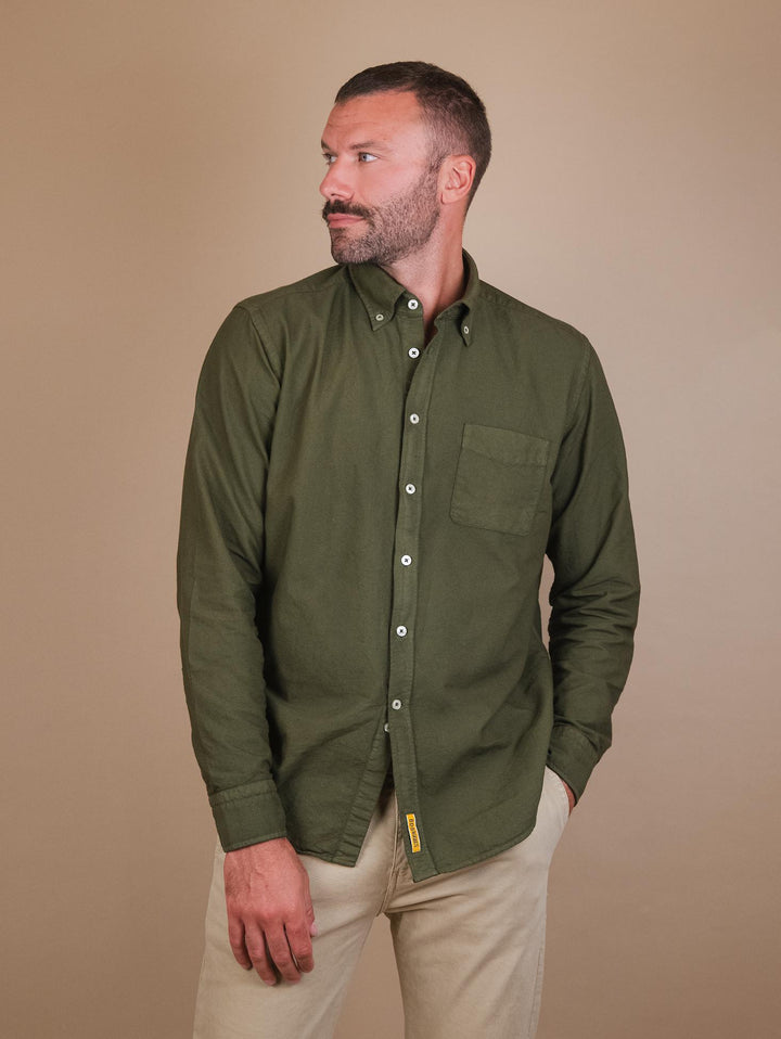 CAMICIA BUTTON DOWN IN COTONE VERDE
